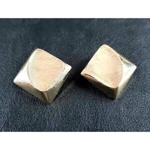 VINTAGE Germany Square Gold-Tone Clip-On Costume Jewelry Stud Earrings